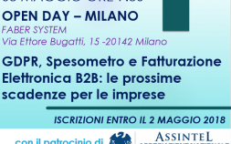 MILANO 03.05.2018 - GDPR, Spesometro e Fatturazione Elettronica B2B: le prossime scadenze per le imprese