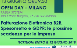 OPEN DAY - 13 GIUGNO 2018 - FATTURAZIONE ELETTRONICA B2B, SPESOMETRO E GDPR: LE PROSSIME SCADENZE PER LE IMPRESE