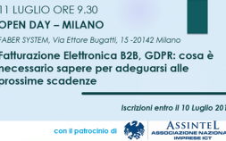 OPEN DAY MILANO - 11 LUGLIO 2018 - FATTURAZIONE ELETTRONICA B2B, SPESOMETRO E GDPR